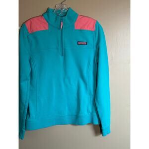 Vineyard Vines Turquoise and Pink Crew Neck Sweater